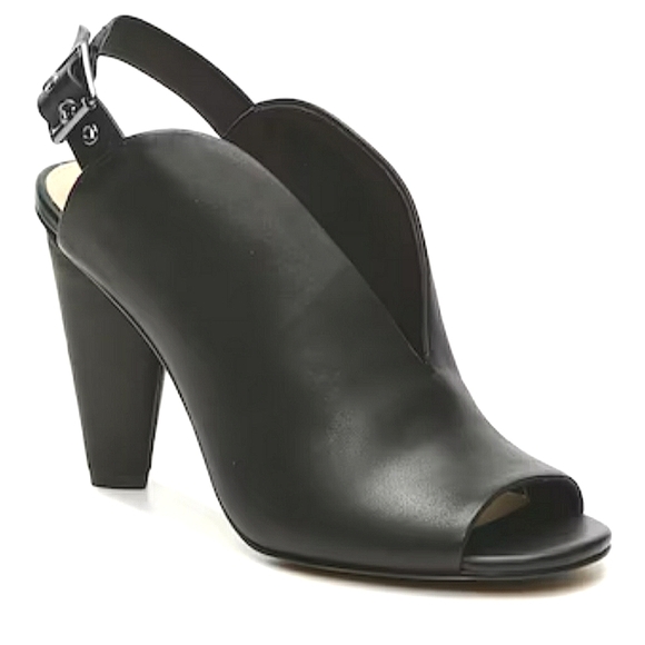 Vince Camuto Shoes - Vince Camuto Kembia Sandal Black Leather Slit Front Heel